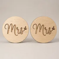 Plywood Wood Decoration Mrs and Mrs