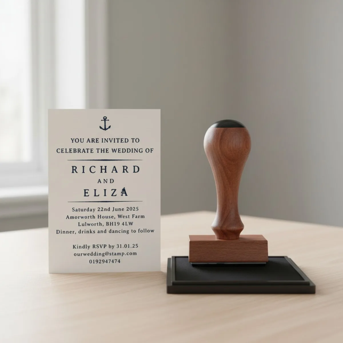 Nautical Wedding Invitation Stamp – Custom Text