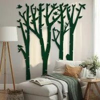 Plywood Wall Decor – Birch Forest with Birds, 120×140 cm