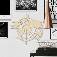Wanddecoratie „Wereldkaart windstreken“ – berken multiplex