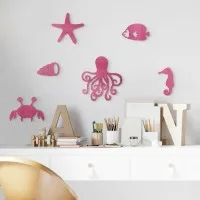 Wooden Marine Animal Decor (6 pieces) - Birch Plywood - 50x30 cm