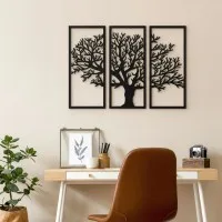 Wanddekoration aus Birken-Sperrholz – 3-teiliges Baum-Set 58x40 cm