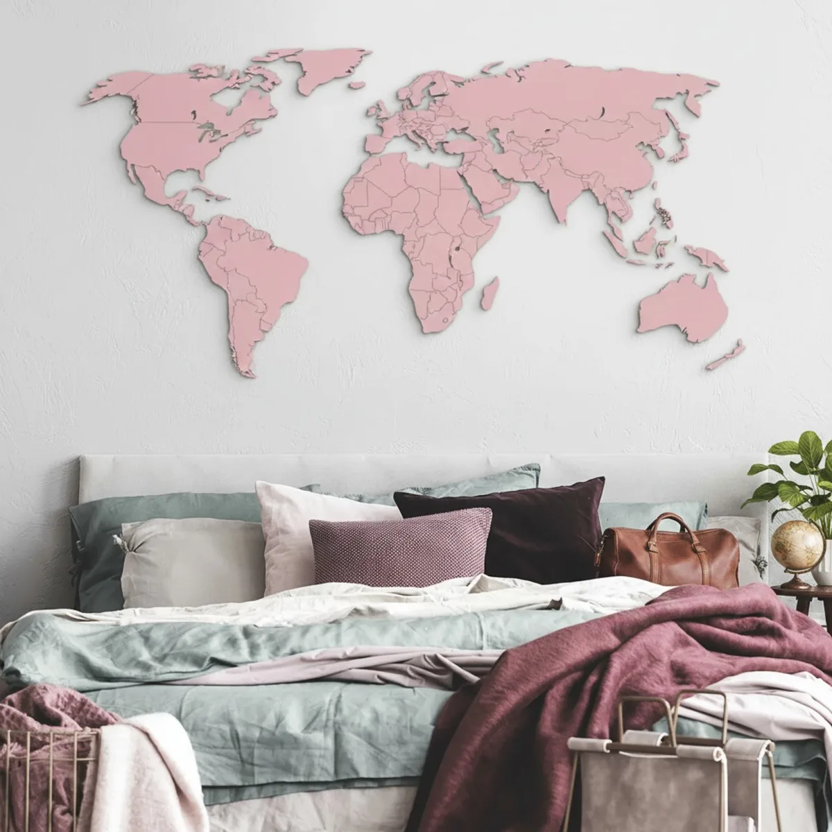 Plywood World Map Wall Decor
