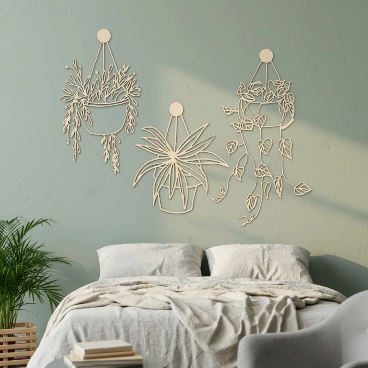 Hangende bloempotten set van 3 — wanddecoratie