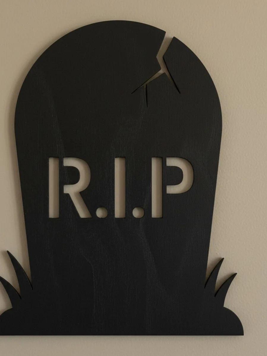 Décoration murale pierre tombale RIP – Silhouette de tombe Halloween – Bouleau