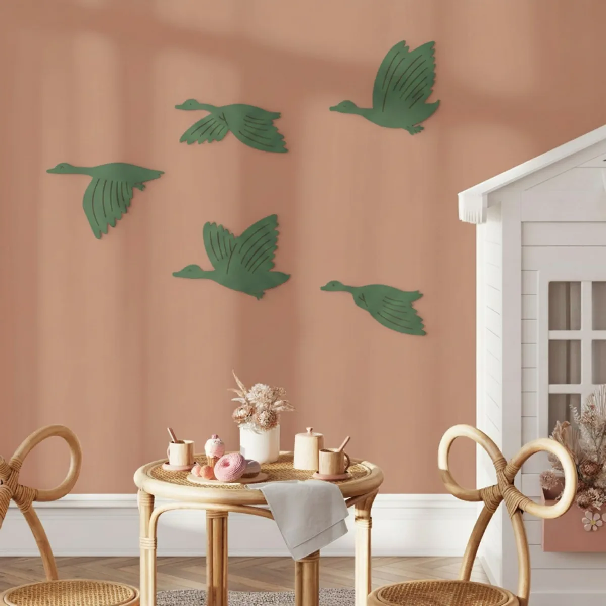 Décoration murale en contreplaqué de bouleau – Oies volantes, set de 5 pièces 88x60 cm