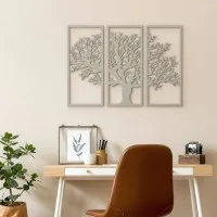 Wanddekoration aus Birken-Sperrholz – 3-teiliges Baum-Set 58x40 cm