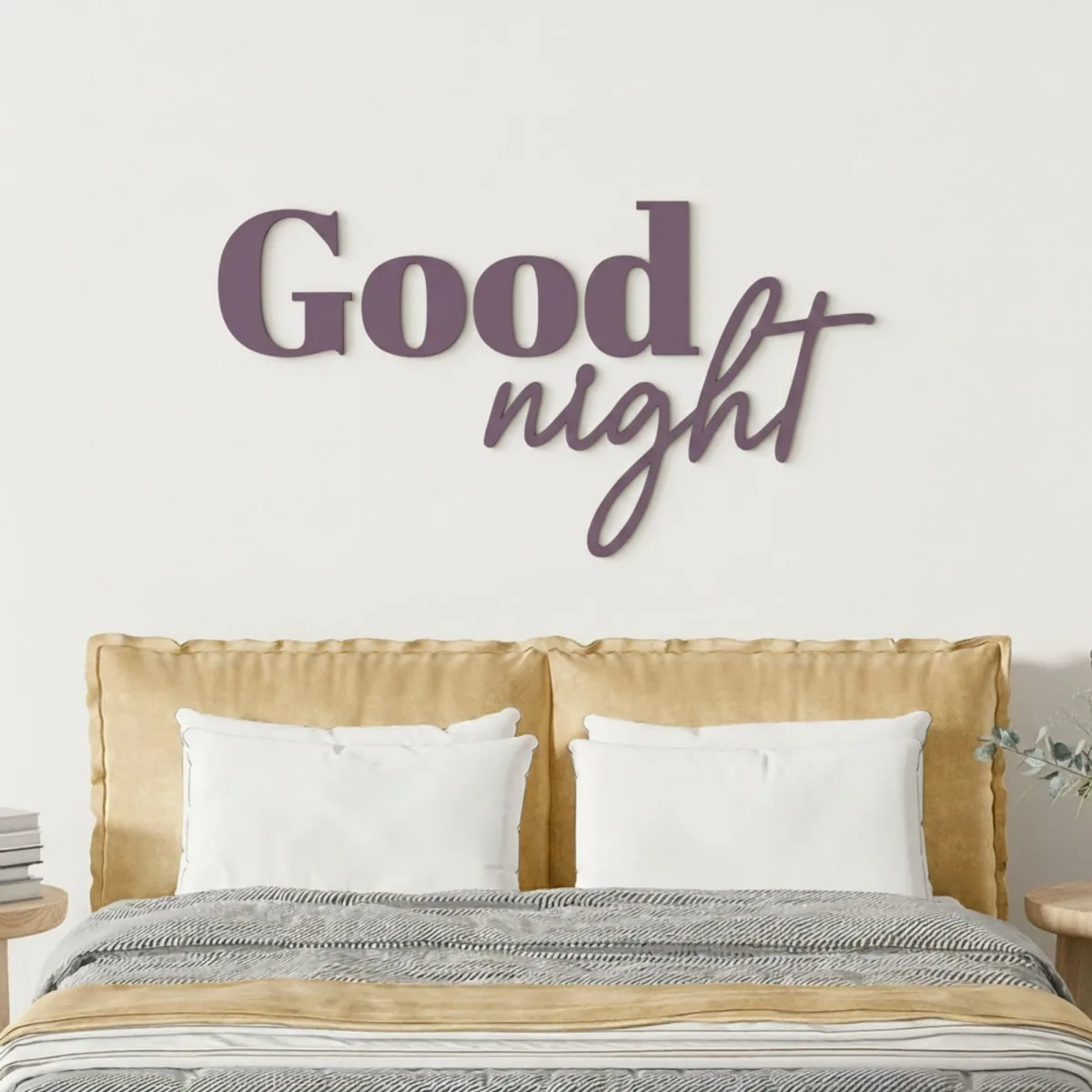 Good Night wanddecoratie van berken multiplex