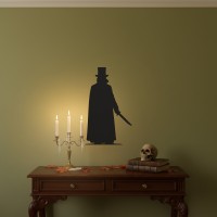 Décoration murale Jack l'Éventreur – Silhouette victorienne avec haut-de-forme et couteau – Bouleau
