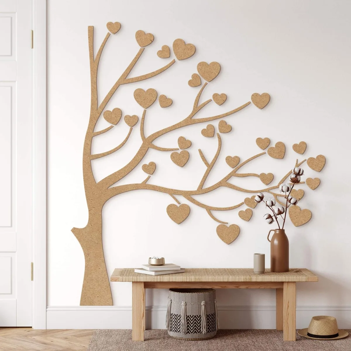 Wooden Wall Decor - Tree with Hearts XXL - 3mm Birch Plywood