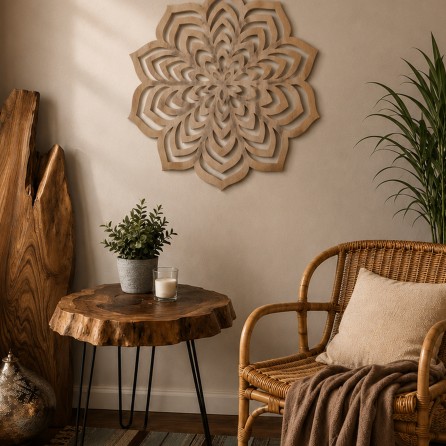 Carved Wooden Mandala Wall Art