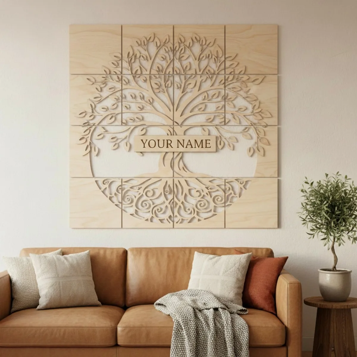 Set de décoration murale en contreplaqué « Arbre de vie » XXL (19 pièces)
