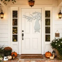 Chauve-souris suspendue à une branche Halloween – Silhouette effrayante pour porte et mur
