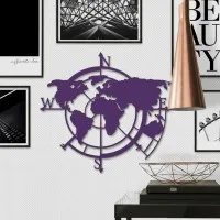 Wanddecoratie „Wereldkaart windstreken“ – berken multiplex