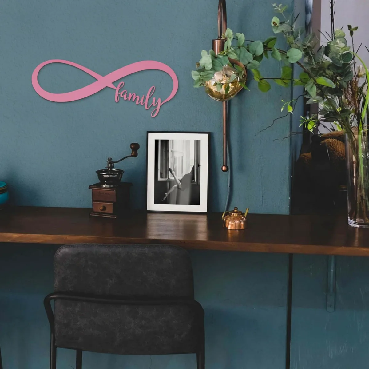 Plywood wall decor “Family” with infinity symbol