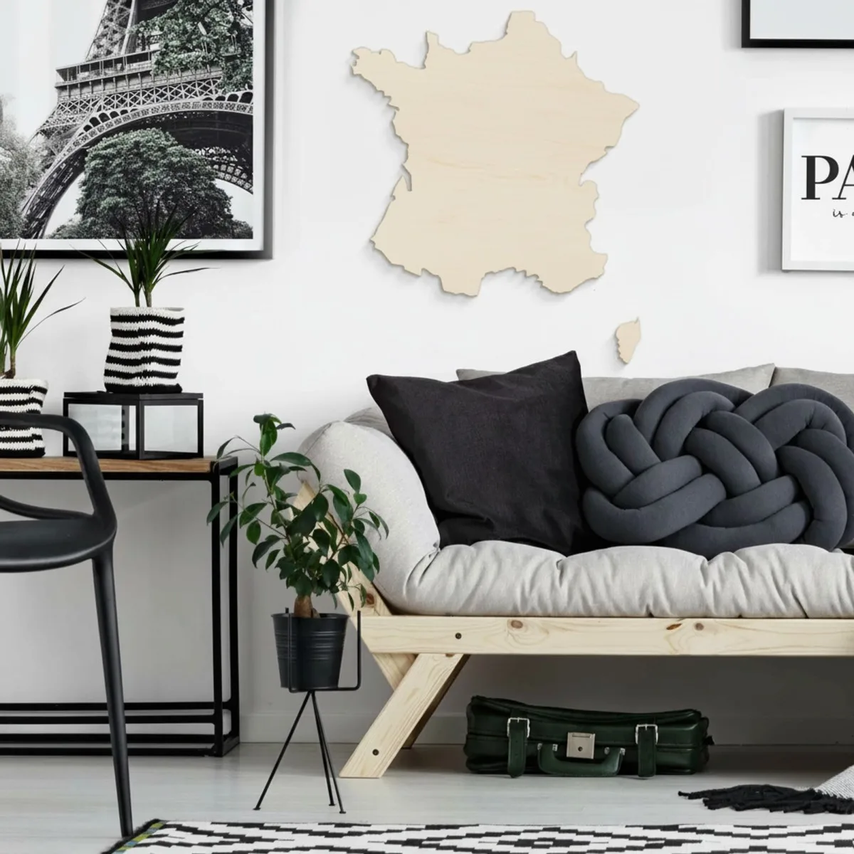 France Map Wooden Wall Decor – Birch Plywood (2 pieces)