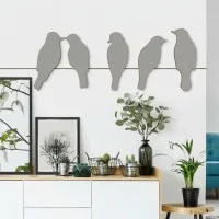 Wanddeko „Vogelfamilie“ – Birkenfurniersperrholz (5-teilig)