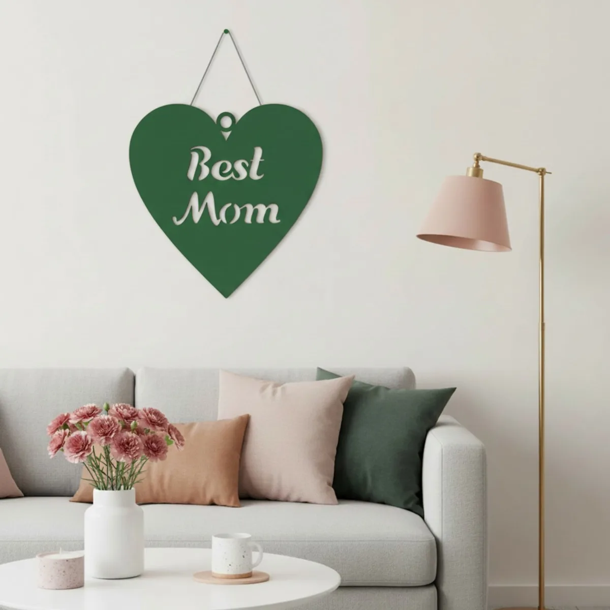 Déco murale en contreplaqué « Best Mom » en forme de cœur