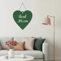 Déco murale en contreplaqué « Best Mom » en forme de cœur