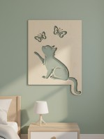 Cat and Butterflies Wall Art