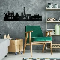 Paris Skyline Birch Plywood Wall Decor – Eiffel Tower Silhouette