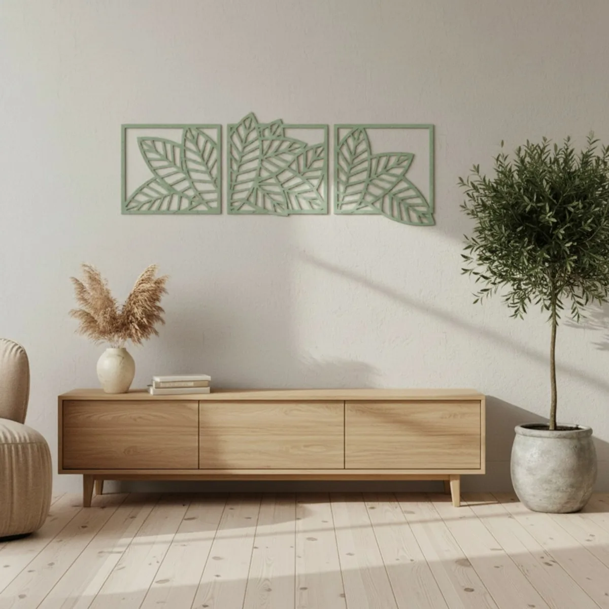 Leaf Set (3 pieces) – Birch Plywood Botanical Wall Decor