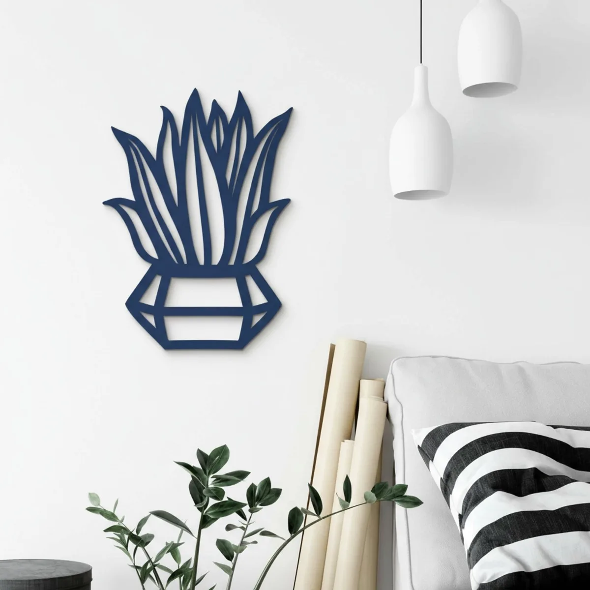 Diamond Potted Plant Wall Decor – Laser-Cut Birch Plywood