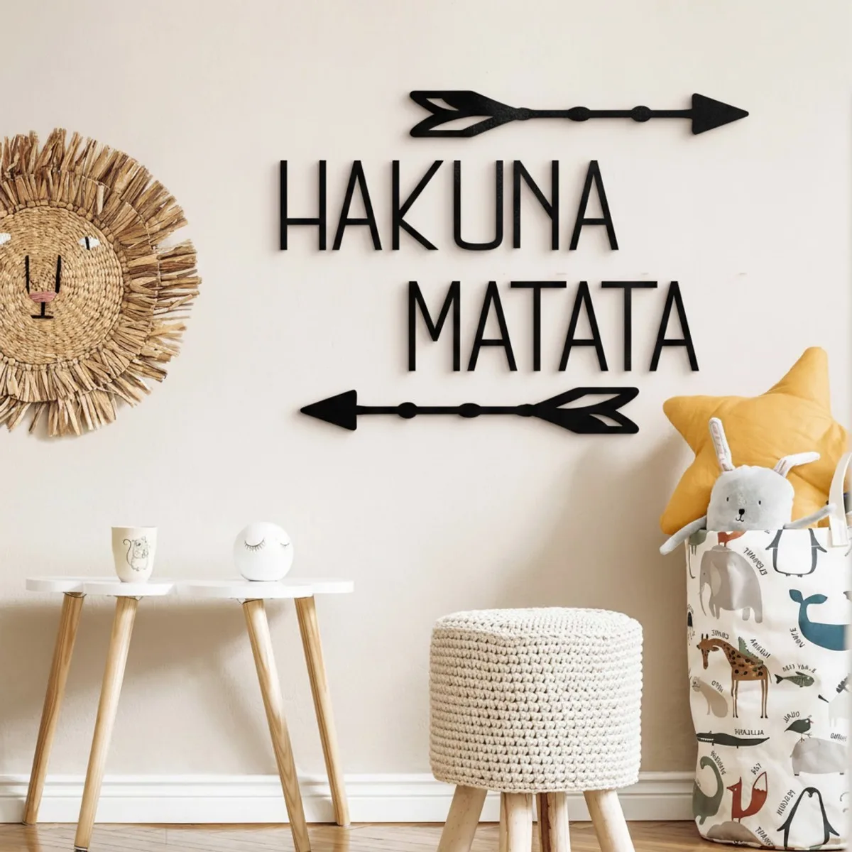 Hakuna Matata Wooden Wall Decor with Arrows - Birch Plywood