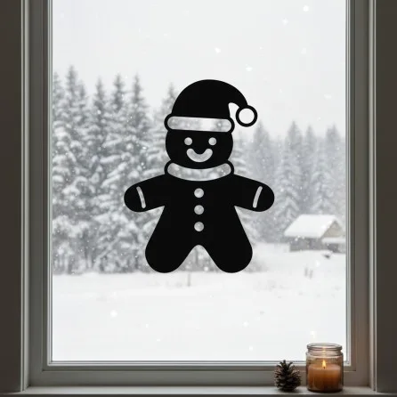 Gingerman met kerstmuts wanddecoratie – berkenmultiplex
