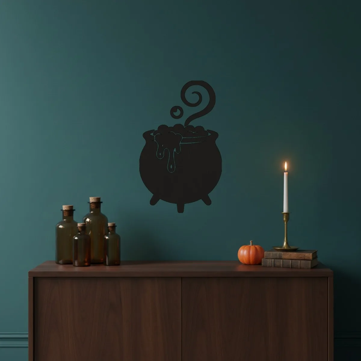 Décoration murale chaudron de sorcière – Chaudron de potion avec bulles – Bouleau