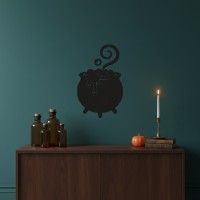 Décoration murale chaudron de sorcière – Chaudron de potion avec bulles – Bouleau