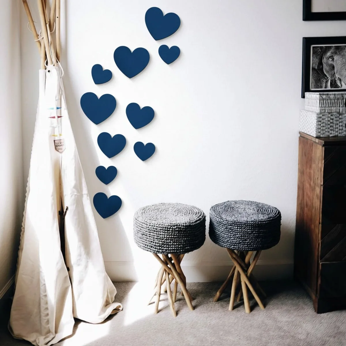 Birch Plywood Wood Wall Decoration - Hearts (10 pieces)