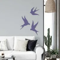 Déco murale en bois – Trio d'oiseaux – Contreplaqué de bouleau (3 pièces)