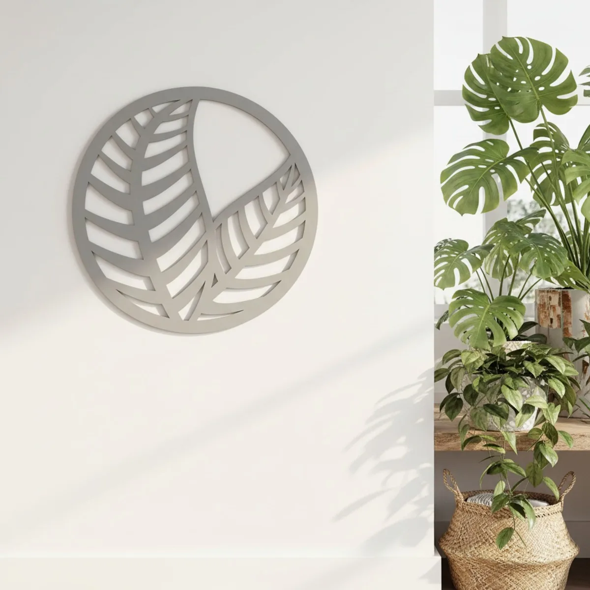 Décoration en bois contreplaqué feuilles en cercle