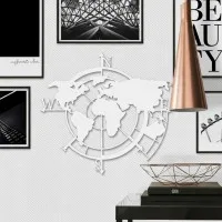 Wanddecoratie „Wereldkaart windstreken“ – berken multiplex
