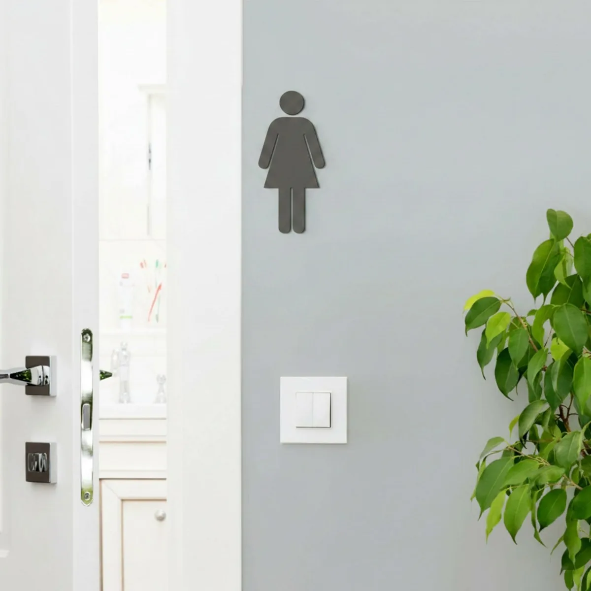 Birch Plywood Restroom Sign — WC Pictogram