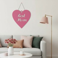 Déco murale en contreplaqué « Best Mom » en forme de cœur