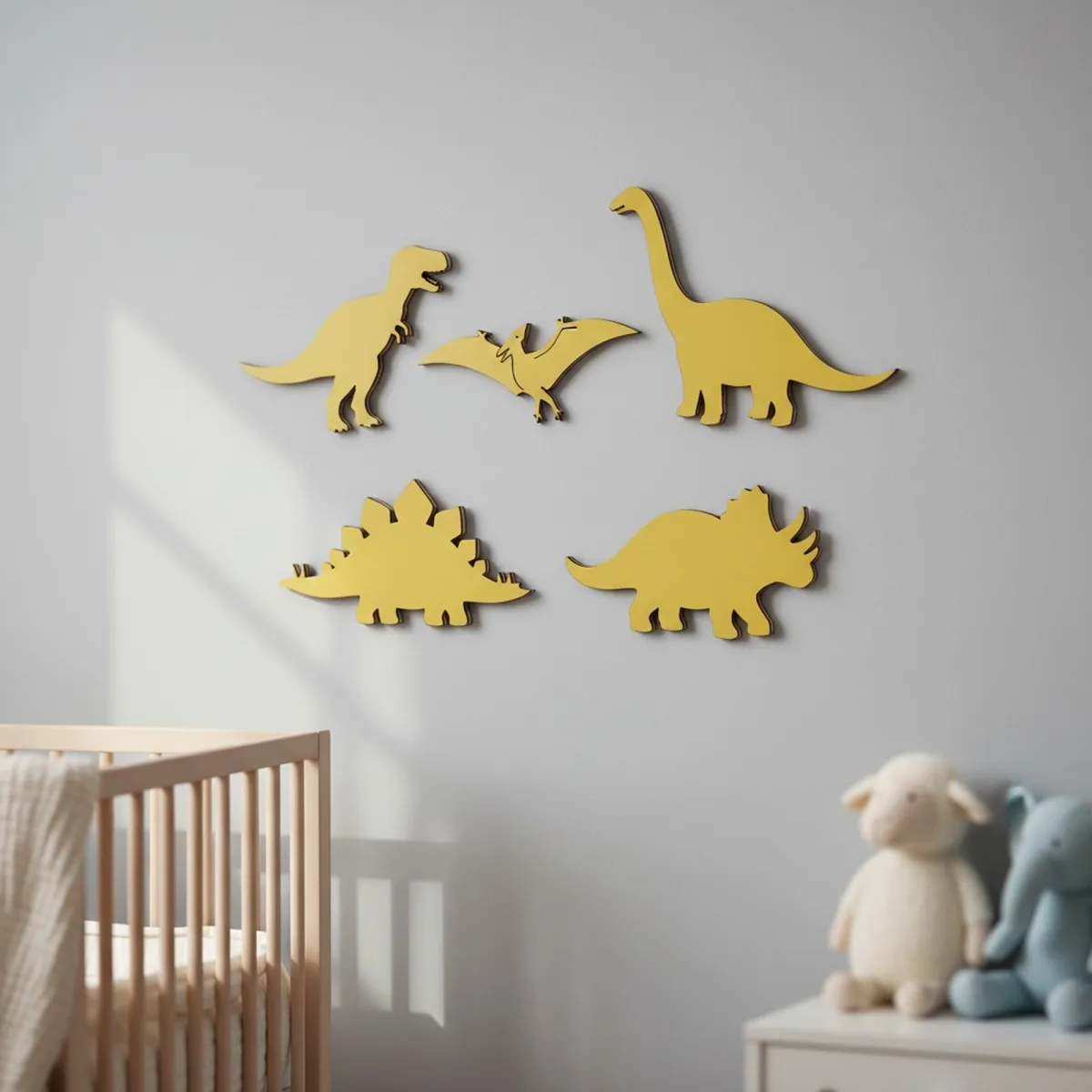 Birch plywood decoration dinosaur set 5 pieces