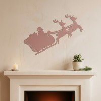 Traîneau du Père Noël – silhouette murale en contreplaqué de bouleau avec rennes