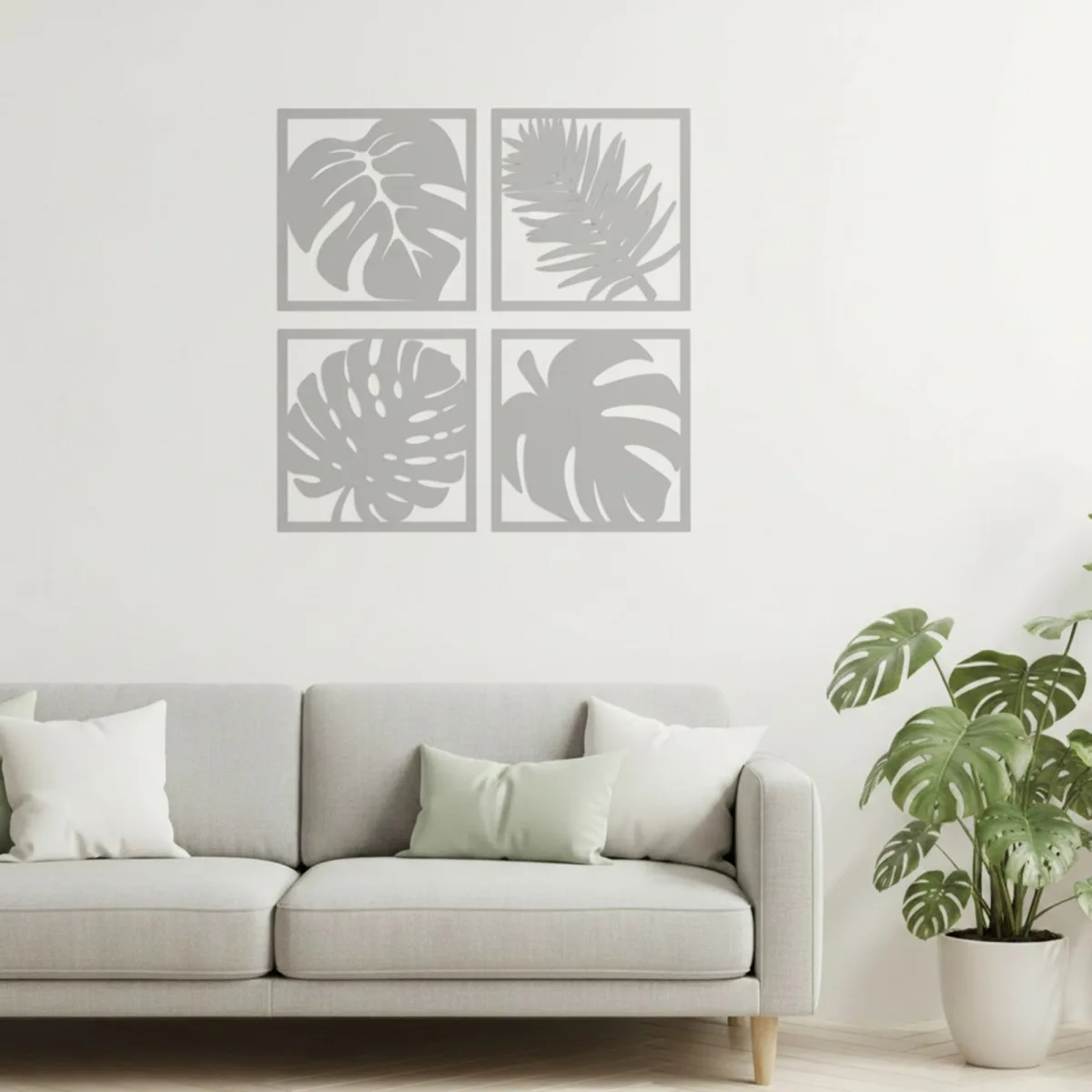 Déco murale Feuilles tropicales – Set de 4 – Bouleau