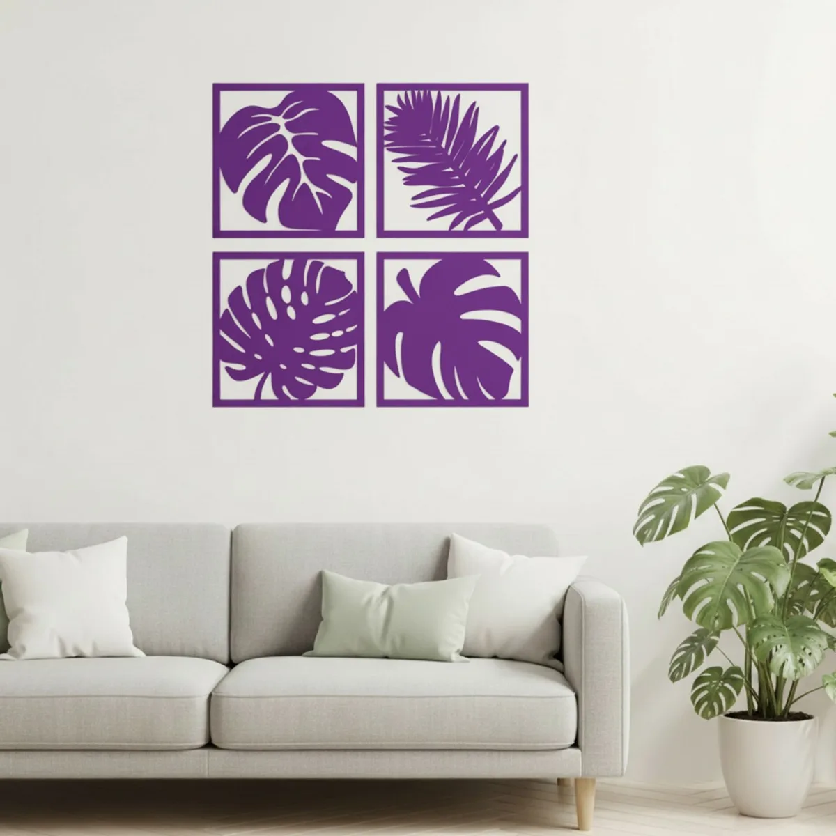 Déco murale Feuilles tropicales – Set de 4 – Bouleau