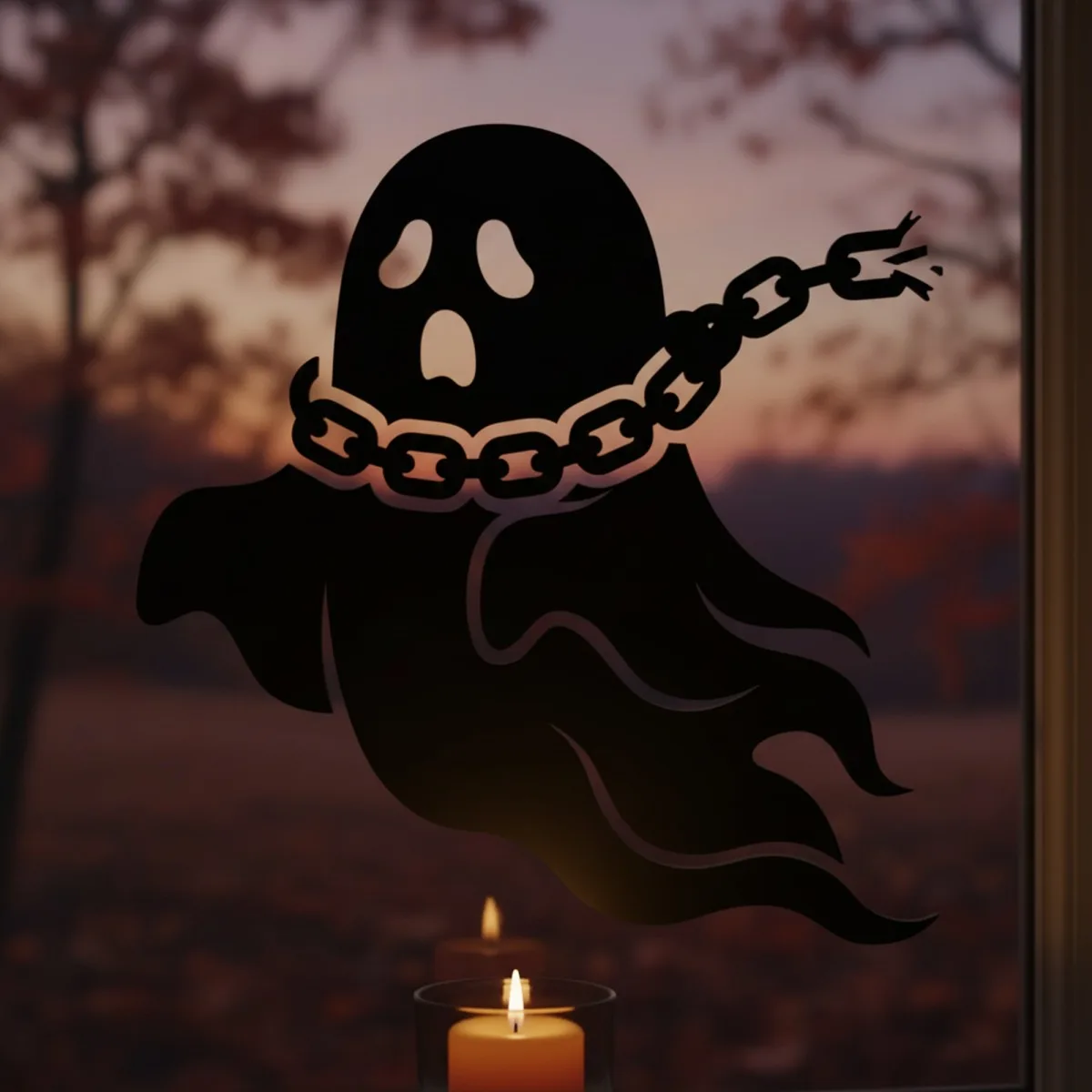 Geist in Kette Wandbild – Halloween-Geist mit zerbrochener Kette – Birken-Sperrholz