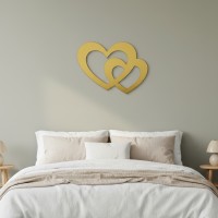 Houten decoratie - Twee harten