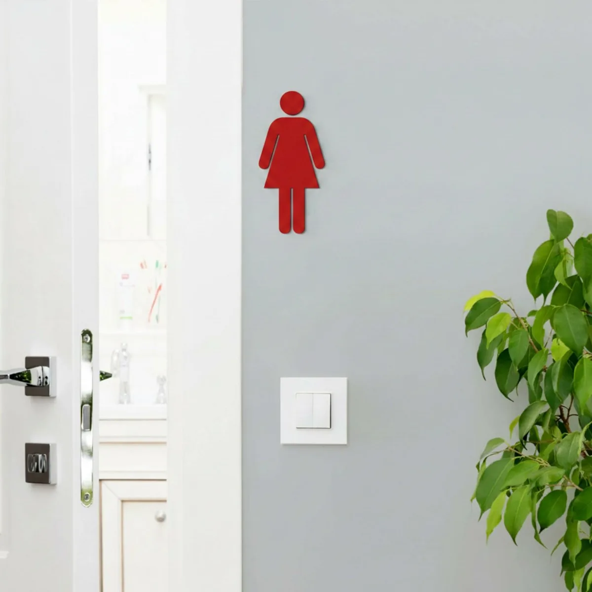 Birch Plywood Restroom Sign — WC Pictogram