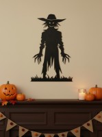 Déco murale épouvantail monstre d’Halloween avec griffes et paille – contreplaqué de bouleau