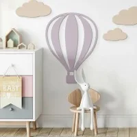 Wanddekoration aus Birkenfurnier - Heißluftballon mit vertikalen Linien