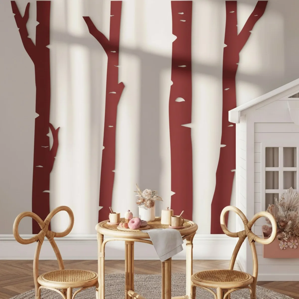 Birch Tree Forest Wall Decor – 4 Birch Trunks, Birch Plywood