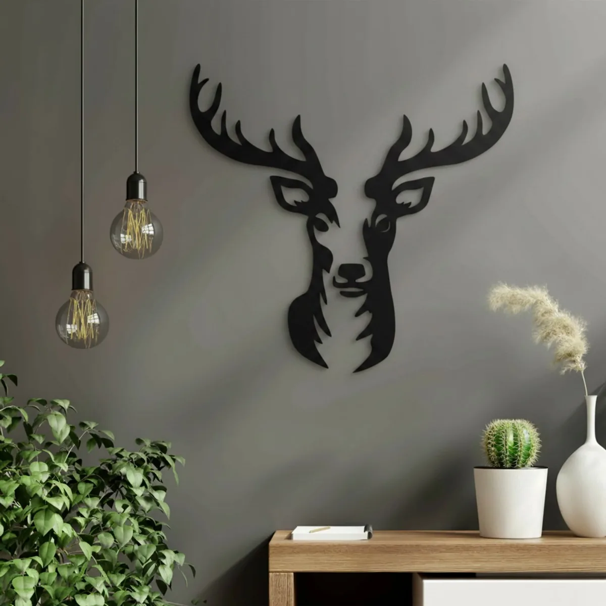 Deer Head Wall Decor – Birch Plywood – 40x42 cm
