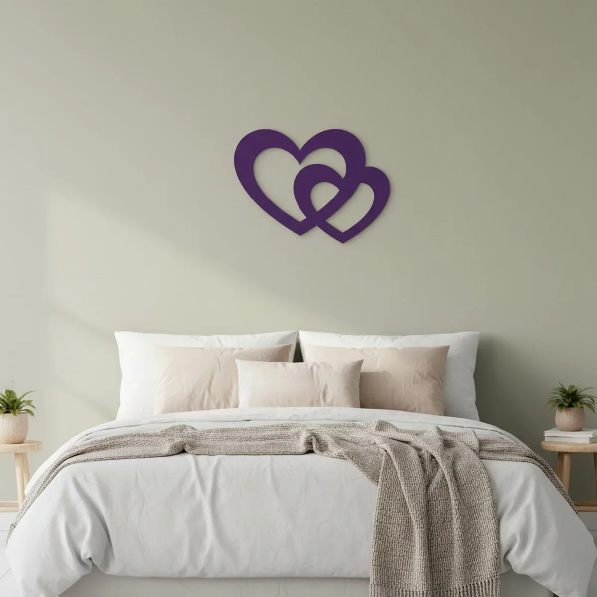 Houten decoratie - Twee harten