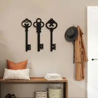 Décoration murale clés vintage en bois (lot de 3) – contreplaqué de bouleau